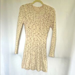 SHEIN Beige Speckled Knit Long Sleeve Dress